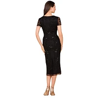 Lara Women's Beaded Midi Dress with Cap Sleeves