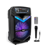 Pyle 10” Bluetooth Portable Pa Speaker With Rechargeable Battery, Party Lights & Microphone, 600 Watt