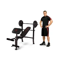 Marcy Pro Home Gym Standard Weight Training Bench with 80 Pound Weight Set