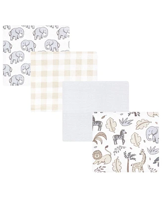 Hudson Baby Cotton Poly Flannel Receiving Blankets, Neutral Safari, One Size