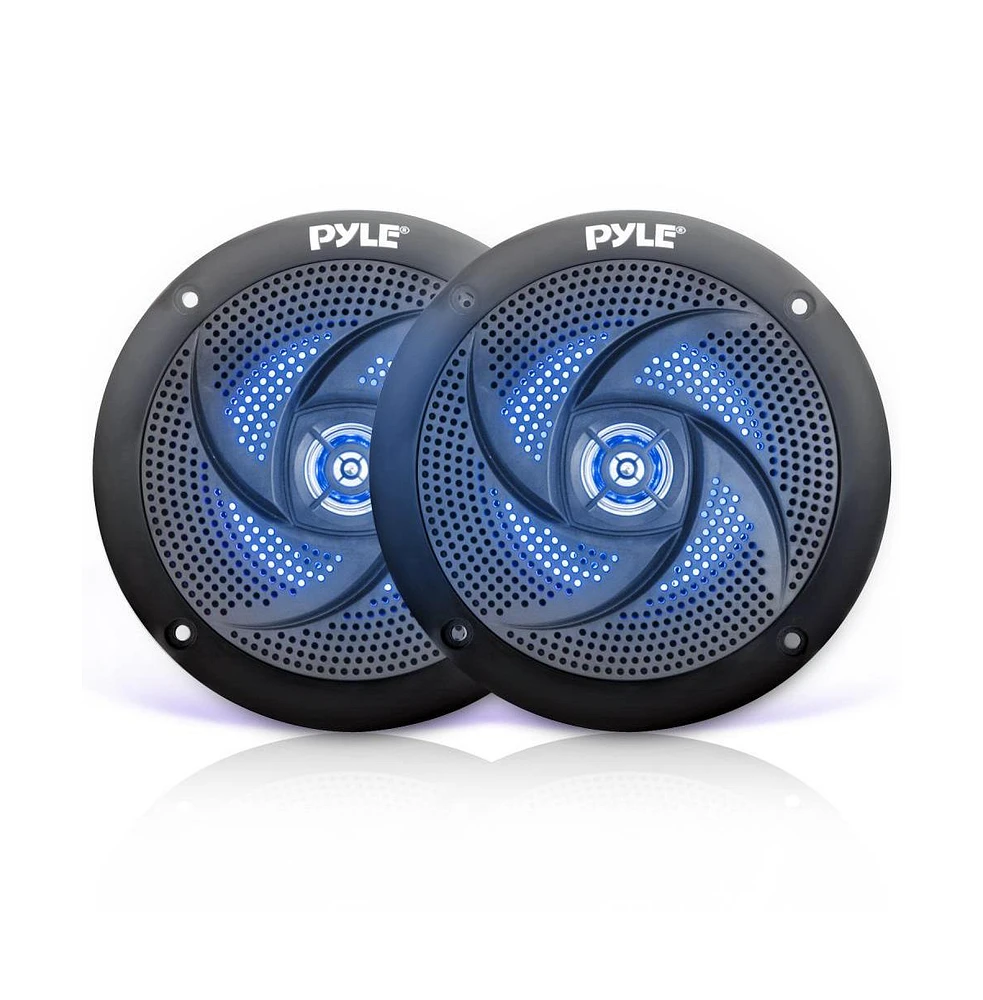 Pyle 6.5" Low-Profile Marine Led Speakers, Waterproof, 240 Watt