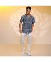 Campus Sutra Men's Navy Blue Contrast Hazy Shirt