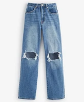 With Jules Big Girls Distressed Wide-Leg Jeans