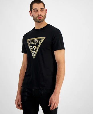 Guess Men's Relaxed-Fit Metallic Chain Triangle Logo Graphic T-Shirt