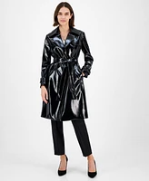 Anne Klein Women's Patent Faux-Leather Trench Coat