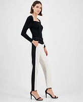 Anne Klein Women's Contrast-Stripe Slim-Leg Pants