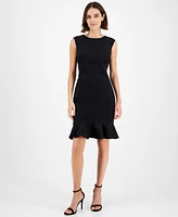 Anne Klein Women's Extended-Shoulder Ruffled-Hem Dress