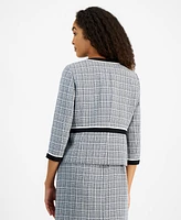 Kasper Women's Open-Front Piped-Trim Tweed Jacket, Regular & Petite Sizes