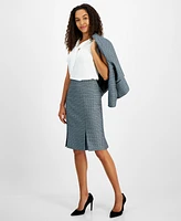 Kasper Women's Pleated Slim-Fit Tweed Pencil Skirt