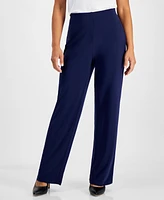 Ak Anne Klein Petite Solid Wide-Leg High-Rise Pants