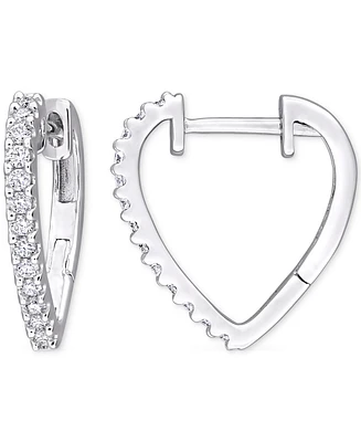 Moissanite Heart Small Hoop Earrings (1/3 ct. t.w.) in Sterling Silver, 0.6"