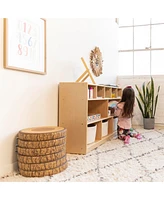 ECR4Kids 5+5 Mobile Storage and Tray Cabinet, Natural