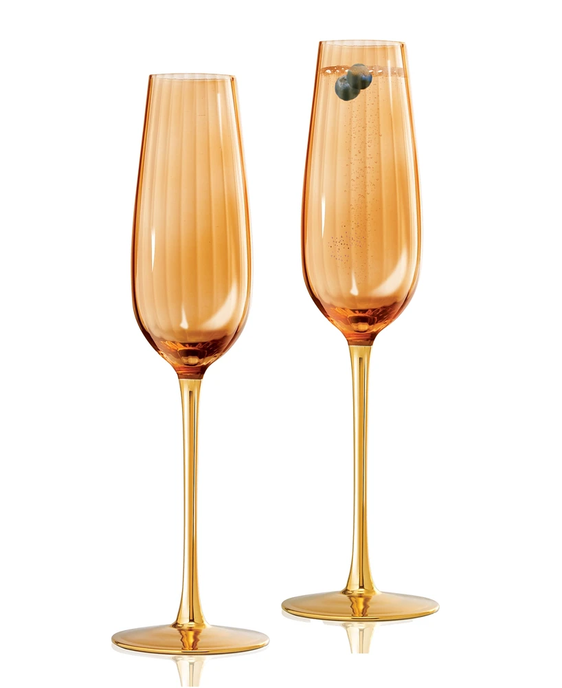 Qualia Glass Posh Champagne Flutes, Set of 2