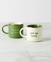 Kate Spade Got Up Early Stayed Up Late Mugs, Set of 2