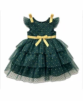 Blueberi Boulevard Baby Girls Lace Layers Holiday Green Dress