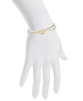 Unwritten Cultivated Pearl and Paperclip Heart Bolo Bracelet