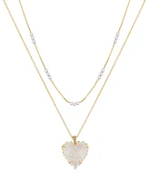 Unwritten Mother of Pearl Heart and Freshwater Cultivated Pearl Layered Pendant Necklace Set