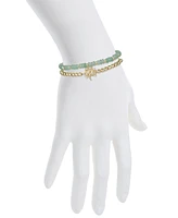 Unwritten Green Aventurine Stretch and Family Tree Bolo Bracelet Set