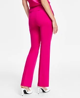 Bar Iii Women's Compressor Fly-Front Flare-Leg Pants, Created for Macy's