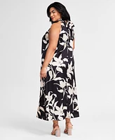 Vince Camuto Plus Floral-Print Sleeveless Maxi Dress