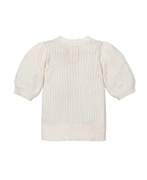 Hope & Henry Women's Puff Sleeve Button Front Sweater