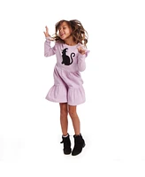 Andy & Evan Little Girls Toddler/Child Purple Jersey Dress w/Cat Applique