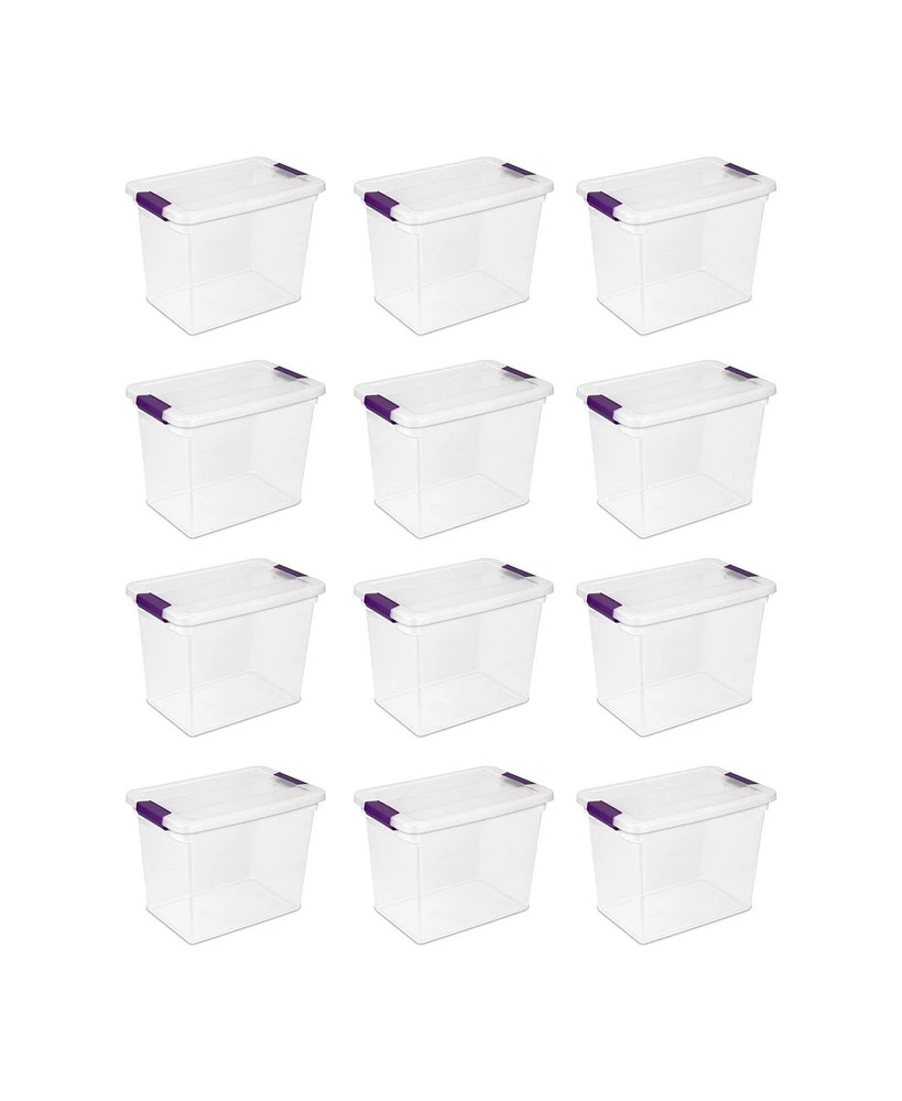 Sterilite 27 Qt ClearView Latch Storage Stackable Bin with Latching Lid, 12 Pack