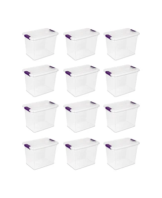 Sterilite 27 Qt ClearView Latch Storage Stackable Bin with Latching Lid, 12 Pack