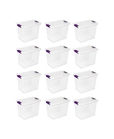 Sterilite 27 Qt ClearView Latch Storage Stackable Bin with Latching Lid, 12 Pack