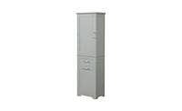 Slickblue Tall Grey Bathroom Storage Cabinet – Mdf with Painted Finish, Adjustable Shelf & Two Drawer Sizes