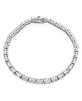 Bling Jewelry Alternating Sparkling 20CT Square Princess Cut Cubic Zirconia Tennis Bracelet For Women Silver Plated 7 Inch