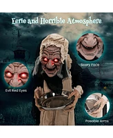 5.2 Ft Halloween Animated Standing Greeter Old Lady Animatronic