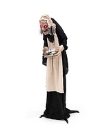 5.2 Ft Halloween Animated Standing Greeter Old Lady Animatronic