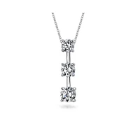 Bling Jewelry Traditional 2.5CT Solitaire Round Cubic Zirconia Past Present Future Pendant Necklace For Women Wife .925 Sterling Silver