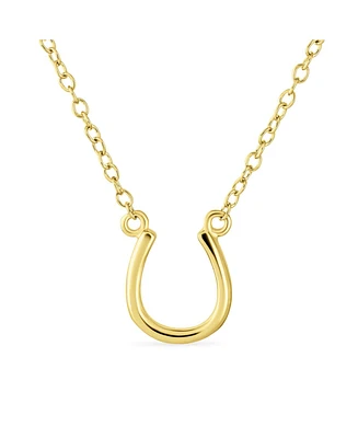 Bling Jewelry Minimalist Mini Petite Simple Equestrian Good Luck Charm Horseshoe Pendant Necklace Western Jewelry For Women For 14K Gold .925 Sterling