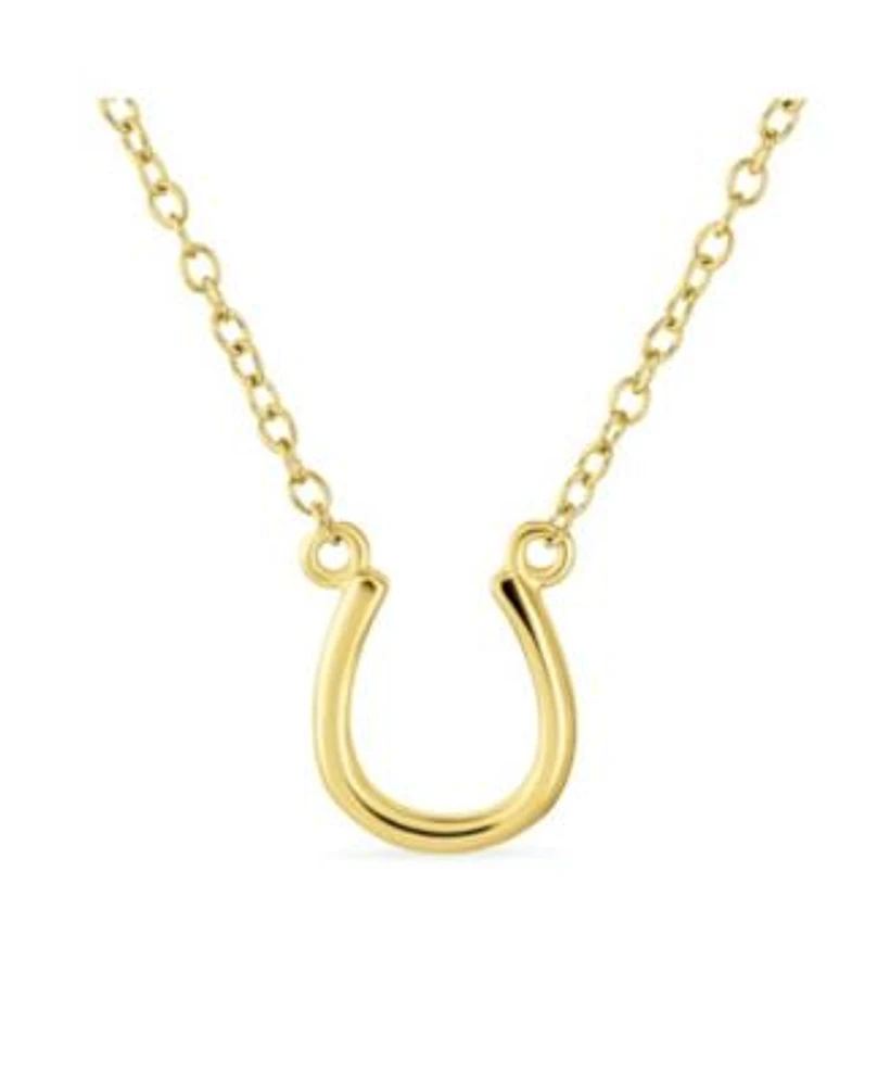 Bling Jewelry Minimalist Mini Petite Simple Equestrian Good Luck Charm Horseshoe Pendant Necklace Western Jewelry For Women For 14k Gold .925 Sterling Silver