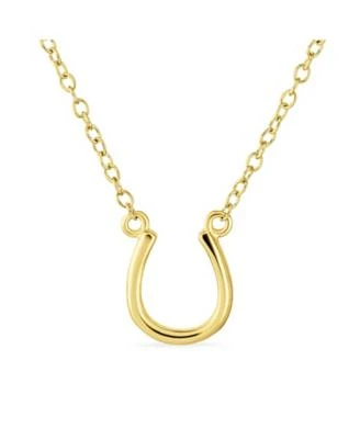 Bling Jewelry Minimalist Mini Petite Simple Equestrian Good Luck Charm Horseshoe Pendant Necklace Western Jewelry For Women For 14k Gold .925 Sterling Silver