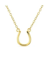 Bling Jewelry Minimalist Mini Petite Simple Equestrian Good Luck Charm Horseshoe Pendant Necklace Western Jewelry For Women For 14k Gold .925 Sterling Silver