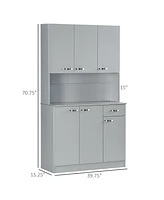 Homcom 71" Buffet with Hutch, Kitchen Pantry with 6 Doors and Drawer