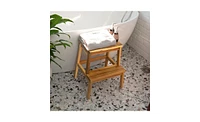 Slickblue Acacia Wood Two-Step Stool Small Rectangle Design for Versatile Use