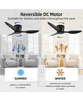 Slickblue Flush Mount Ceiling Fan without Light – 3 Reversible Blades, 6