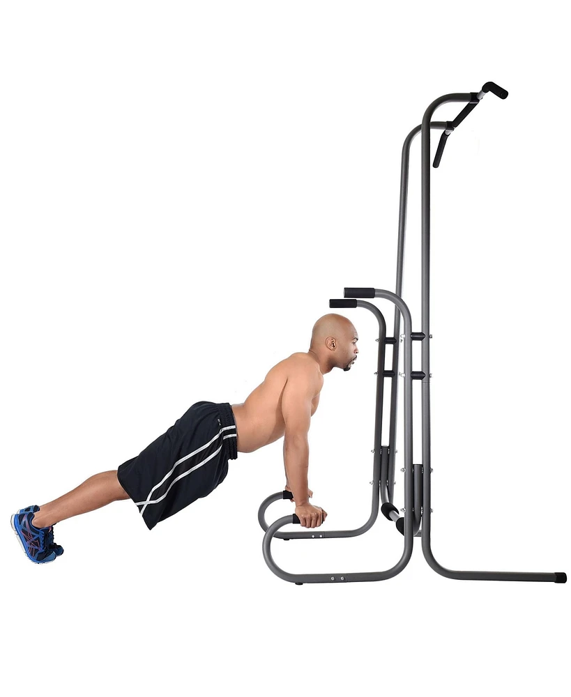 Stamina Products Stamina 1690 Power Tower Dip Pull Up Bar Exercise Station w/ Smart Workout App