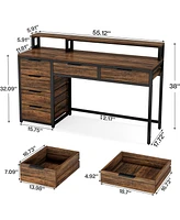 Tribesigns Computer Desk with 6 Drawers, 55