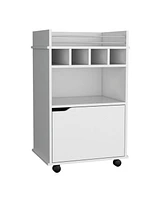 Depot E-Shop Sims Coffee & Bar Cart 35" H , 4 wheels, Division for 4 bottles, Central Shelf, Drawer with Openwork Door Handle