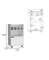 Depot E-Shop Sims Coffee & Bar Cart 35" H , 4 wheels, Division for 4 bottles, Central Shelf, Drawer with Openwork Door Handle