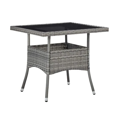 vidaXL Patio Dining Table Poly Rattan and Glass