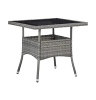 vidaXL Patio Dining Table Gray Poly Rattan and Glass