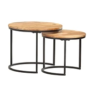 vidaXL Nesting Tables 2 pcs Solid Acacia Wood