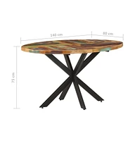 vidaXL Dining Table 55.1"x31.5"x29.5" Solid Reclaimed Wood