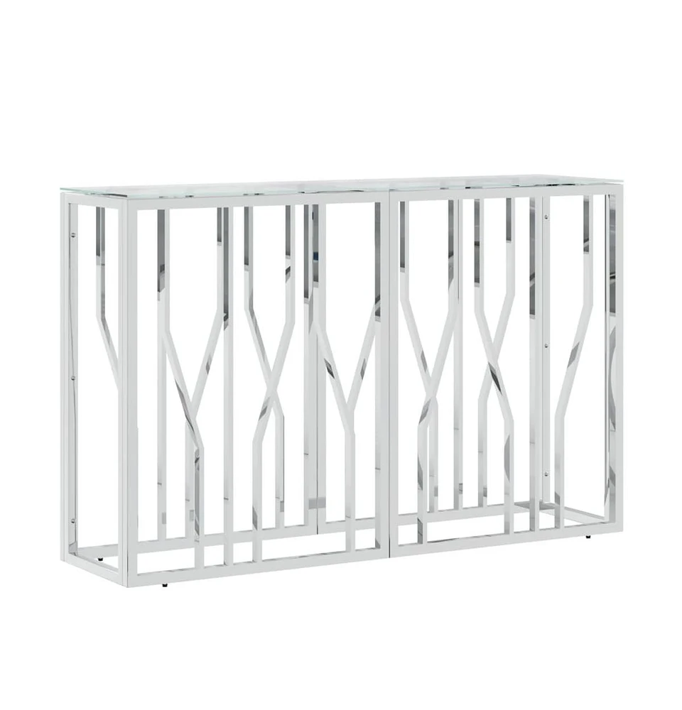 vidaXL Console Table 43.3"x11.8"x27.6" Stainless Steel and Glass